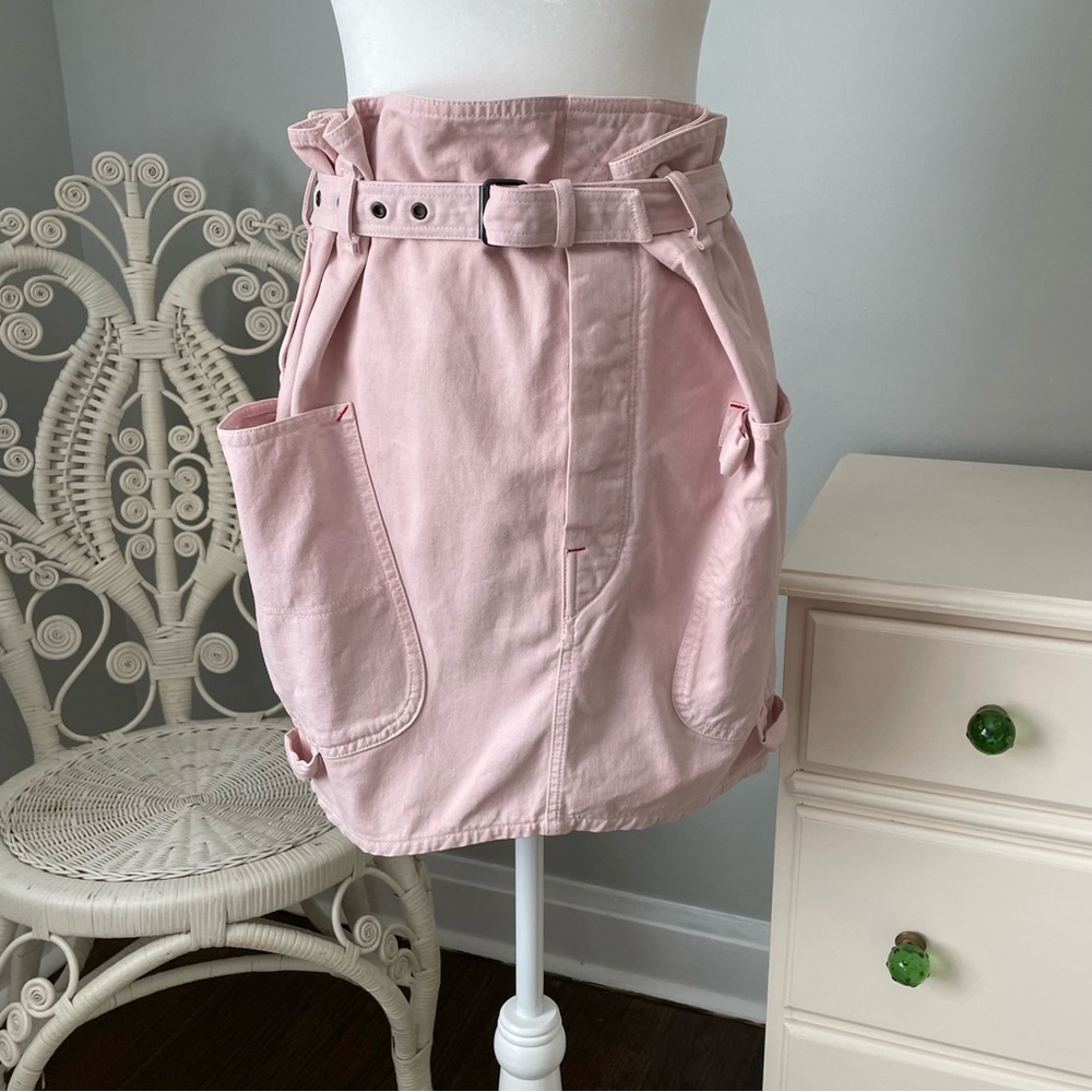Isabel Marant High Waisted Pink Utility Jean Skirt, Size XS/2